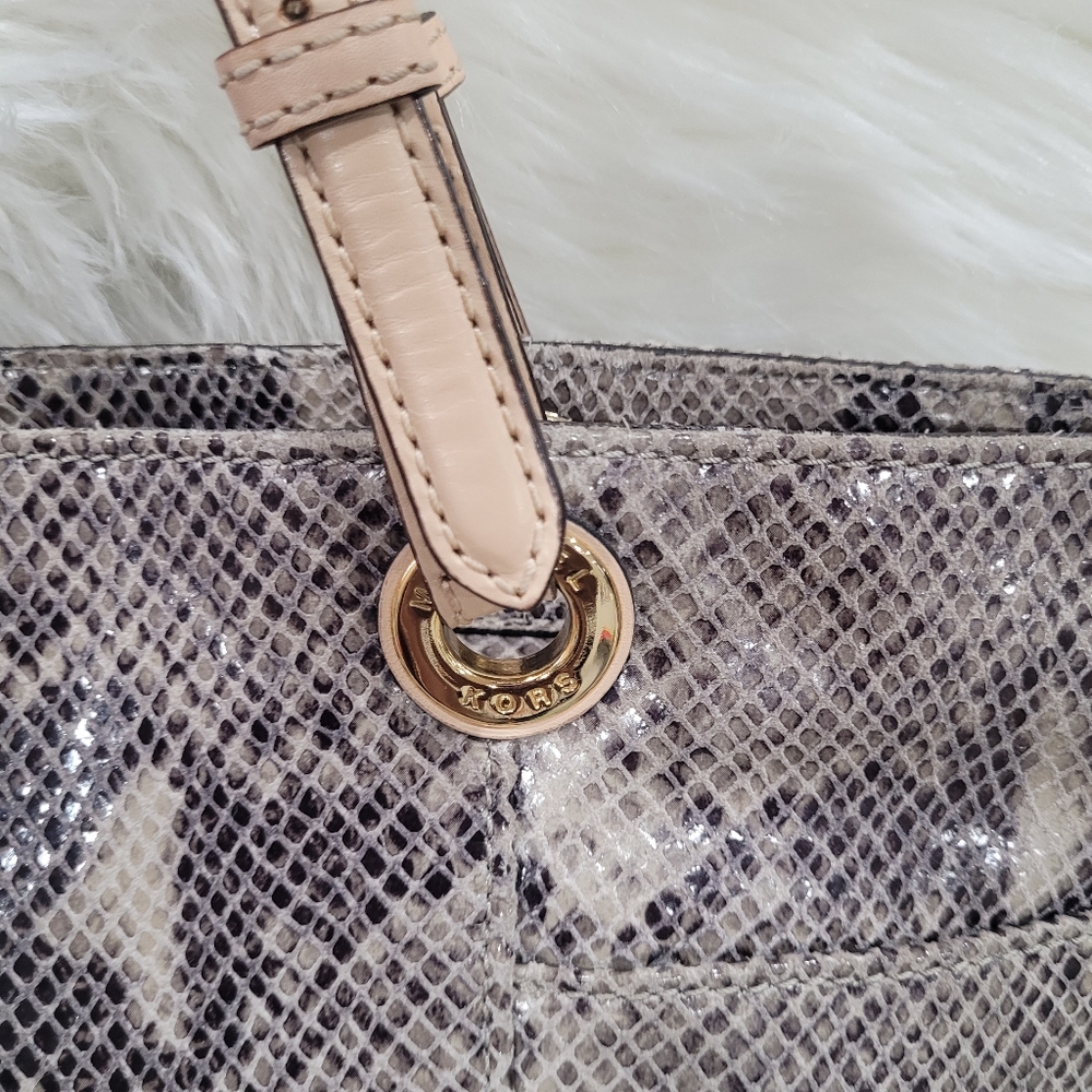 Michael Kors Python Snake Print Gray Leather Tote… - image 8